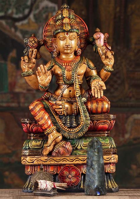 Sold Wooden Sculpture Of Vishnu The Preserver W Am Hindu Gods