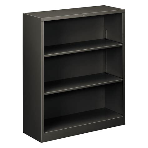Hon Metal Bookcase Three Shelf 34 12w X 12 58d X 41h Charcoal