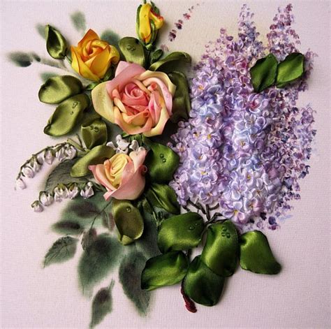Vintage Lilac 3d Silk Ribbon Embroidery Spring Home Wall Decor Art
