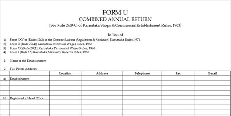 Form U Annual Returns Excel Format Resolveindia Resources