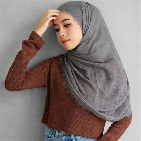 Funstore Hijab Pashmina Crinkle Shawl Cotton Wide Jilbab