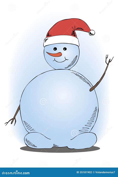 Illustration Of A Smiling Snowman Waving Stock Vector Illustration Of