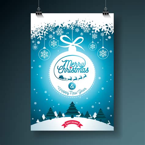 Merry Christmas Illustration With Typography And Ornament Decoration On