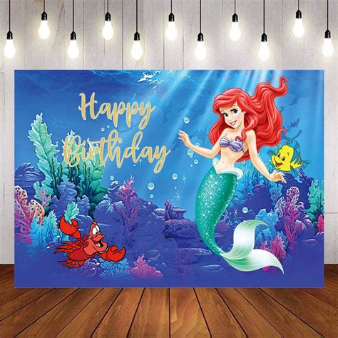 Ariel Princess Little Mermaid Photography Backdrop Under The Sea Rocks Corals Girls Birthday