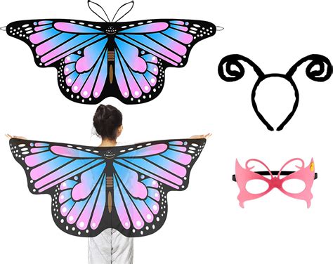 3 Pcs Kids Butterfly Wings Fancy Dress Up Fairy Butterfly Wings Cape