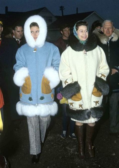 During her reign, the queen met with politicians, entrepreneurial leaders, scientists, and cultural figures. Princess Anne and the Queen, wearing Hudson Bay coats, NW ...