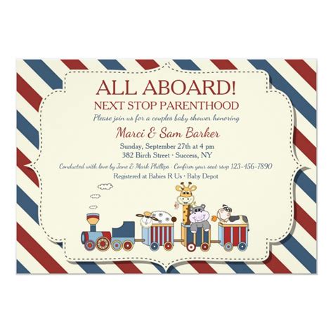 All Aboard The Train Baby Shower Invitation Zazzle