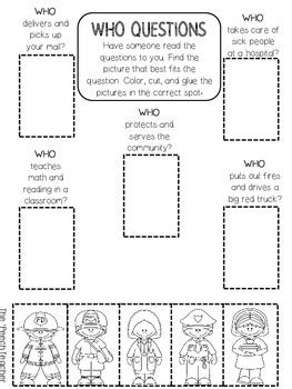 Color, Cut, Glue WH- Question Worksheets by The 'Peech Teacher | TpT