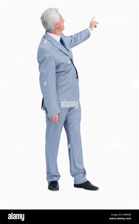 Businessman Pointing Behind Him Stock Photo Alamy
