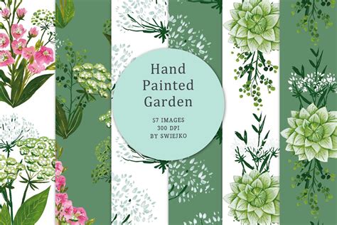 Hand Painted Garden Seamless Patterns Graphic By Swiejko · Creative