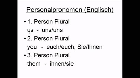 Klasse, wobei die pronomen in der grundschule 4. Personalpronomen Englisch - YouTube