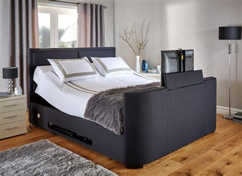 Truscott Midnight Blue Fabric Tv Bed Frame 5'0 King   Bed Sava