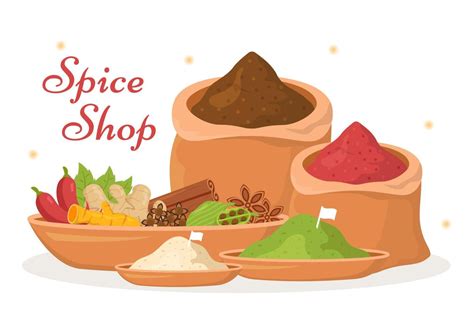 Spice Shop With Different Hot Spices Condiment Exotic Fresh Seasoning
