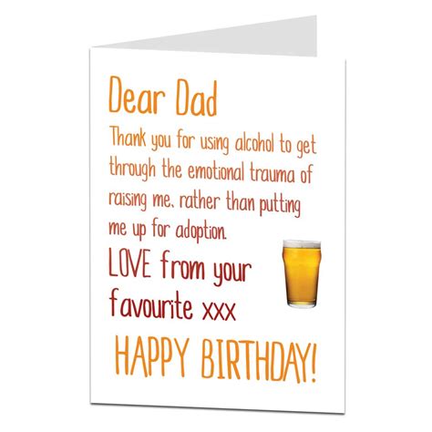 Birthday wishes for dad from daughter. Happy Birthday Dad Card - Alcohol Instead of Adoption