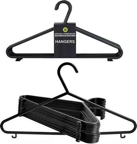 Pack Of 20 Plastic Adult Coat Clothes Hangers Wardrobe Black Colour