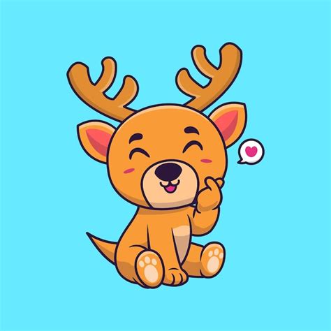 Premium Vector Cute Deer With Love Sign Hand Cartoon Vector Icon