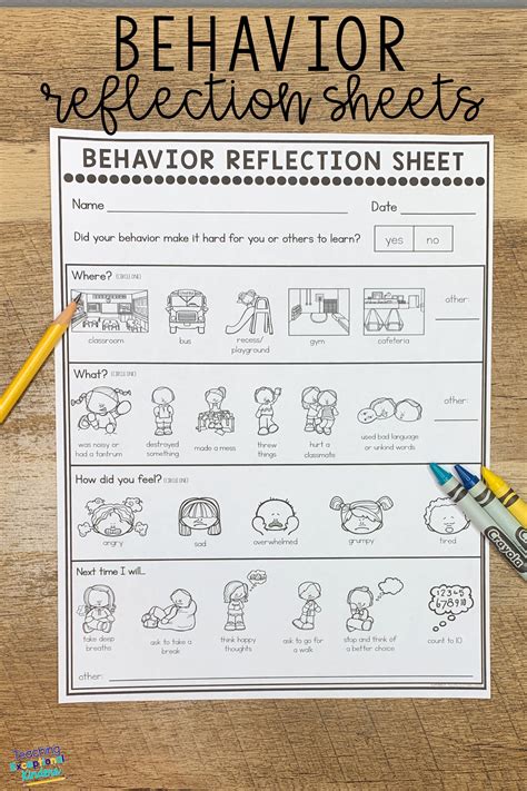 Behavior Reflection Sheet And Editable Thinking Sheet Forms For Calm