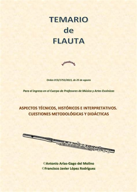 Libros · Temario De Flauta Travesera Para El Ingreso En El Cuerpo De