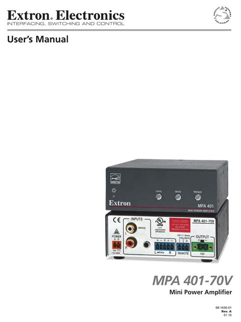 Extron Electronics Mpa 401 70v User Manual Pdf Download Manualslib