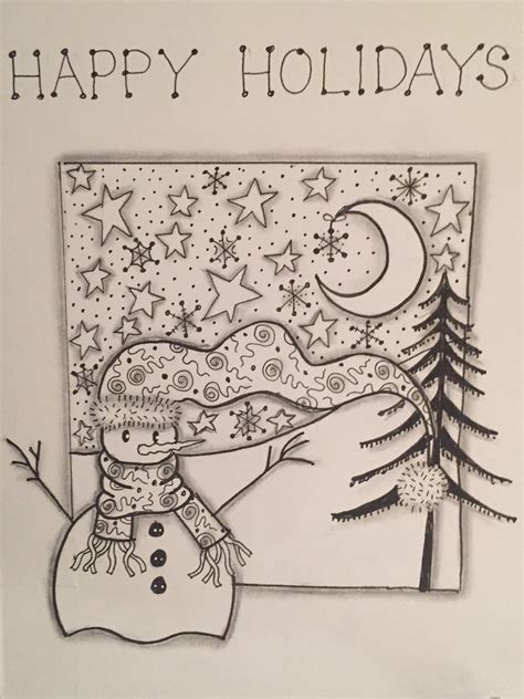 Hand Drawn Christmas Card Christmas Cards Drawing Card Drawing