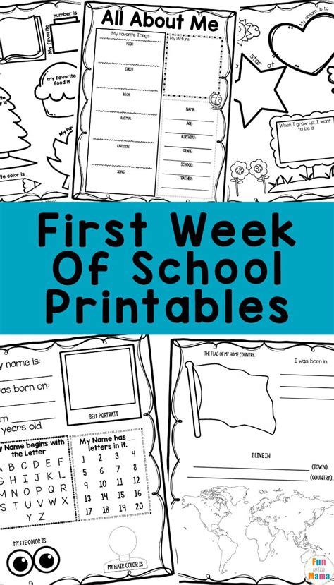 First Day Of School Activities Printables First Day Of School