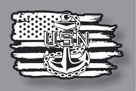 Us Navy Usn Veteran Sailor Anchor American Flag Weathered Vinyl Sticker