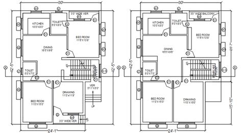 Two Story House Layout Floor Plan Cad Drawings Autocad File Cadbull