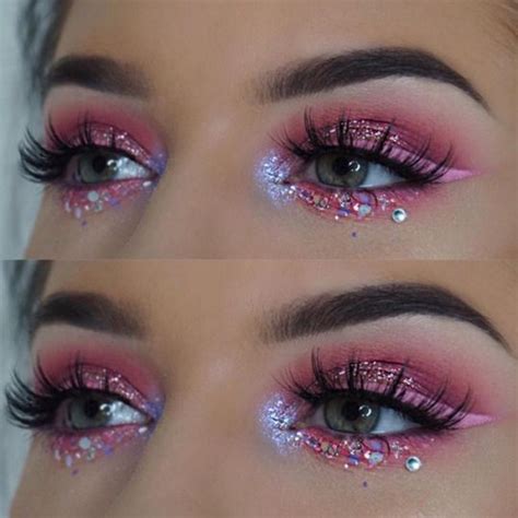 Fashion Make Up Eyes Eyeshadow Pink Gems Holiday Eye Makeup