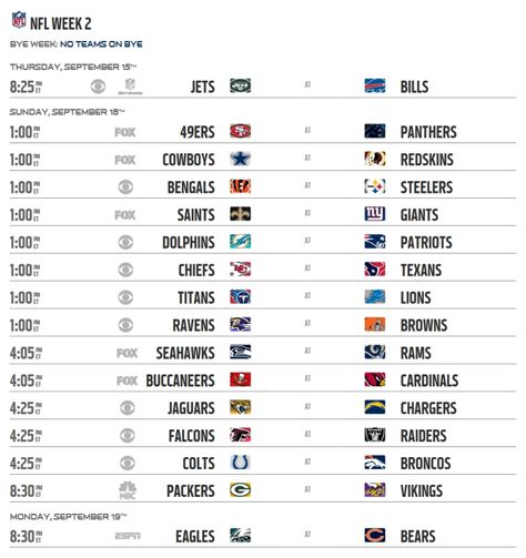 Nfl Schedule Weekly Printable Customize And Print