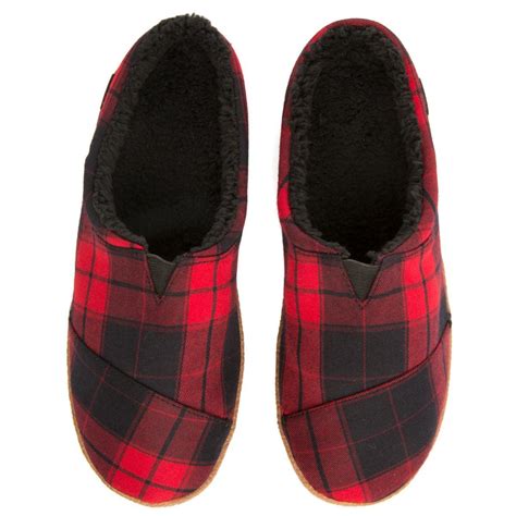 Toms For Men Berkeley Red Plaid Slippers