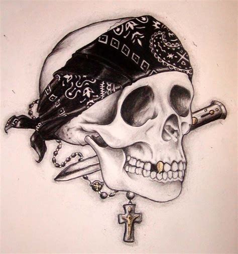 Gangsta Skull By Theblackrabbit On Deviantart Bull Skull Tattoos