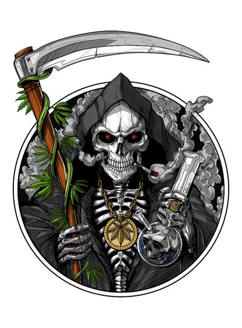 Grim Reaper Smoking Weed Digital Art By Nikolay Todorov