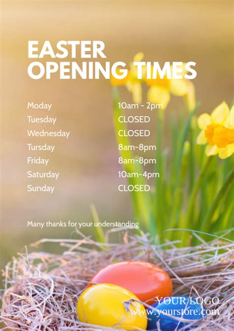 Easter Opening Times Retail Shop Holidays Template Postermywall