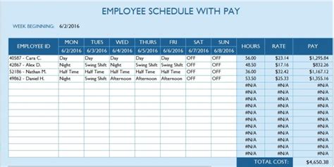 6 Free Office Schedule Templates In Ms Word And Ms Excel