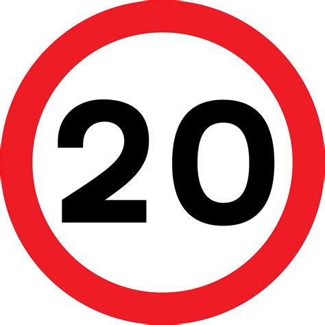Maximum Speed 20 Road Sign Road Traffic Regulatory Prohibition We