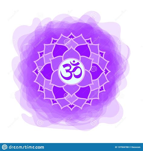 Seventh Crown Chakra Sahasrara On Purple Watercolor Background Vector