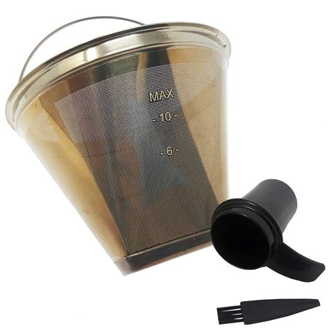 Goldtone Stainless Steel Coffee Filter No4 Cone Style Permanent