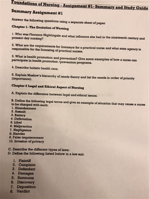 Florence nightingale is remembered for making changes to nursing and showing people that nursing was a very important job. Solved: Foundations OfNursing Assignment#l-Summary AndStud ...