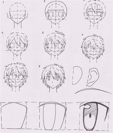 Add proportionate guidelines for his arms, legs and the features of his face. Anime boy Character face tutorial 01 (Sorata) by ...