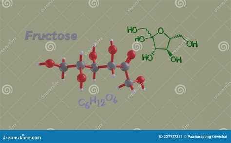 Fructose Reducing Sugar Science Molecule 3d Render Illustration Stock