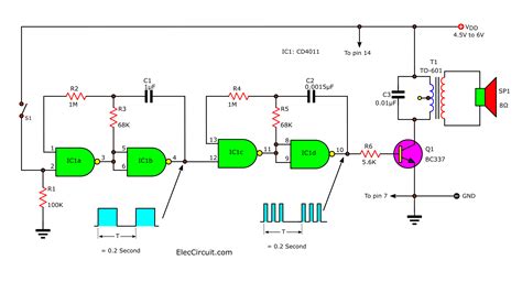 Cd4011 Oscillator Circuit With Inverter Gates