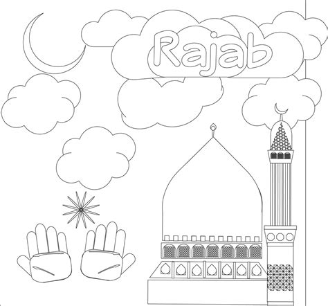Rajab Coloring Page Crescent Moon Store