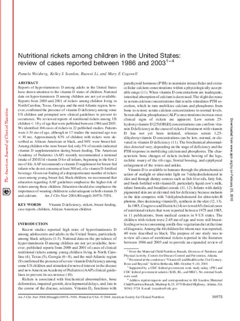 Pdf Nutritional Rickets Among Children In The United States Review