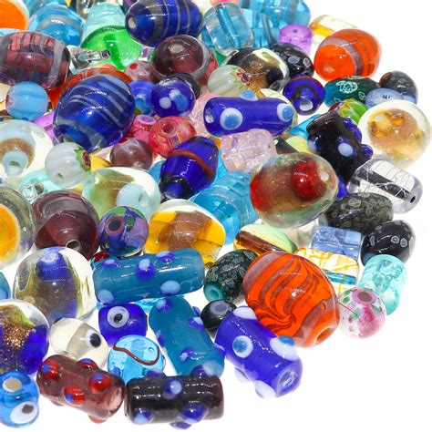 60-80 PCS Assorted Glass Beads for Jewelry Making Adults, Large and ...