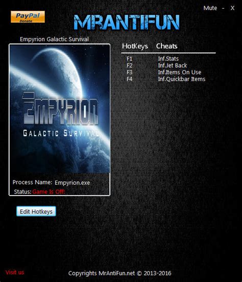 Empyrion is a 3d open world, space survival adventure in which you can fly across space and land on planets. Empyrion: Galactic Survival Trainer +4 v6.6.1 MrAntiFun ...