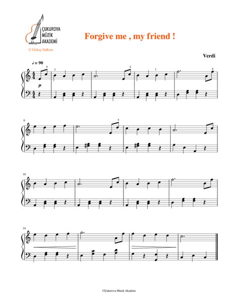 Forgive Me My Friend Sheet Music For Piano Solo