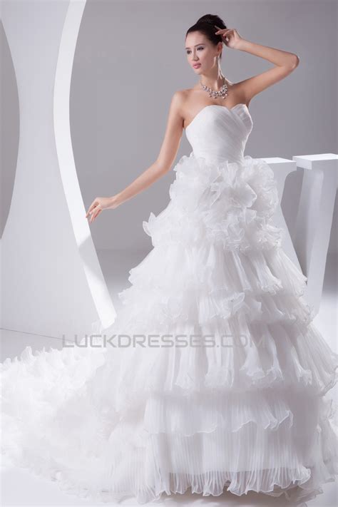 amazing ball gown sweetheart satin organza ruched wedding dresses 2030048