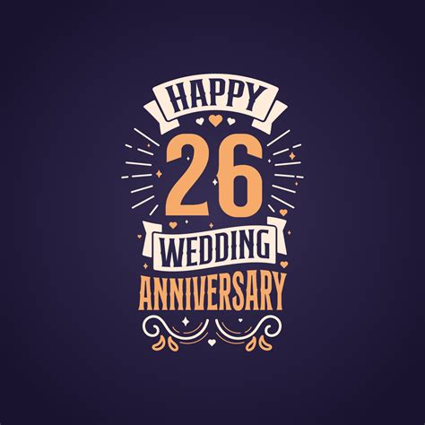Happy 26th Wedding Anniversary Quote Lettering Design 26 Years