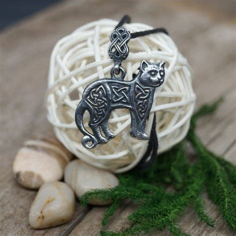 Handmade Celtic Cat Pendant Necklace Buy On