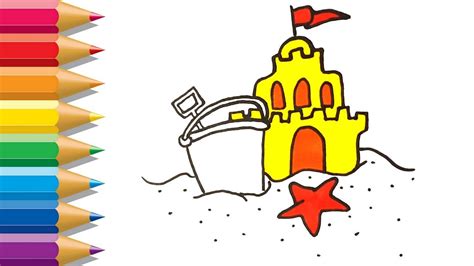 How To Draw Sand Castle For Kids Sand Castle Coloring Pages Drawing